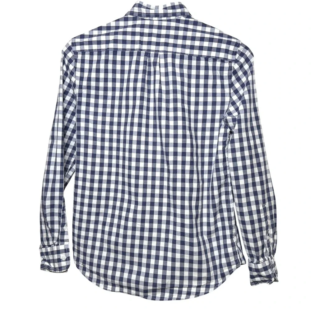 Crewcuts J.Crew Boys 14 Navy White Gingham Check Button Down Shirt Re-Imagined